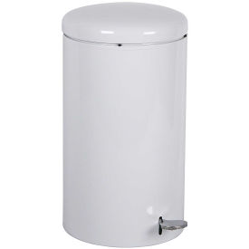 Witt Industries 2270WH Step-On Round 7 Gallon Steel Receptacle, White