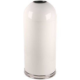 Witt Industries 415DTWH Monarch 15 Gallon Steel Receptacle w/Open Dome Top, White