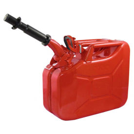 Wavian Jerry Can w/Spout & Spout Adapter, Red, 10 Liter/2.64 Gallon Capacity