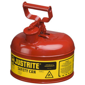 Justrite 7110310 Type I Steel Safety Can With Funnel, 1 Gallon (4L), Self-Close Lid, Blue