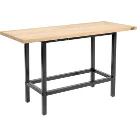 Standing Height Workbench, Birch Butcher Block Square Edge, 72"W x 30"D, Black