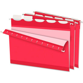 Pendaflex Ready-Tab Lift Tab Reinforced Hanging File Folders, 1/5 Tab, Letter, Red, 25/Box