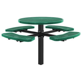 Global Industrial 46" Round Picnic Table, In-Ground Mount, Green