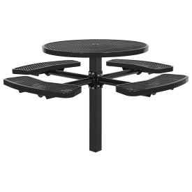 Global Industrial 46" Round Picnic Table, In-Ground Mount, Black