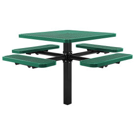 46" Square Picnic Table, In-Ground Mount, Green
