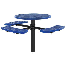 Global Industrial 46" ADA Round Picnic Table, In-Ground Mount, Blue