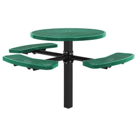 46" ADA Round Picnic Table, In-Ground Mount, Green