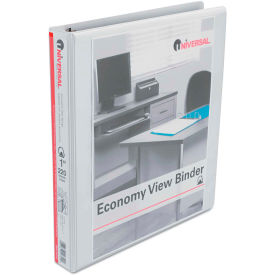 Universal One Economy D-Ring Vinyl View Binder, 1" Capacity, White, 4/Pack