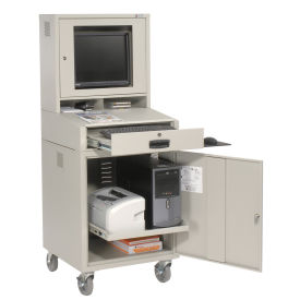 Mobile Security LCD Computer Cabinet Enclosure, Gray, Assembled, 24-1/2"W x 22-1/2"D x 62-3/4"H