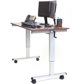 Luxor Standup Adjustable Height Workstation Desk, Walnut Top, 59"L x 29-1/2"W x 29"-42-3/4"H