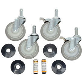 Stainless Steel Stem Casters, (4) 5" Poly 2 With Brakes, 1200 Lb. Capacity