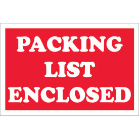2"x3" Packing List Enclosed Labels, Red/White, 500 Per Roll
