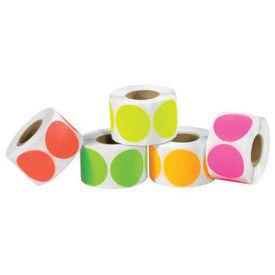 Tape Logic 1" Dia. Inventory Circles in 5 Fluorescent Colors 5000 Pack, DL1235