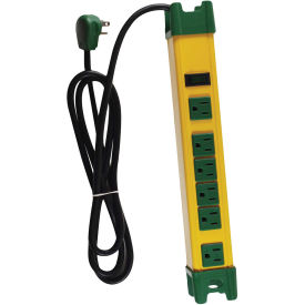 6-Outlet Metal Surge Protector - 250 Joules - 6ft Cord - Yellow/Green