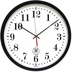 Atomic Slimline Contemporary Clock, 16-1/2", Black