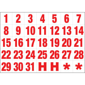 Magnetic Headings Calendar Dates (1-31), White on Red