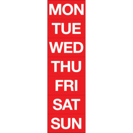 Magnetic Headings Days Of The Week, White on Red