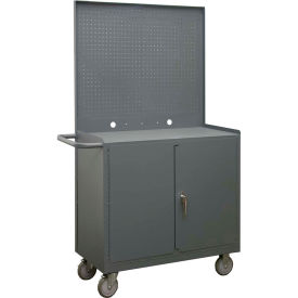 Durham Mfg. Mobile Bench Cabinet, Pegboard Panel, 46"W x 18-3/16"D x 67"H, Gray