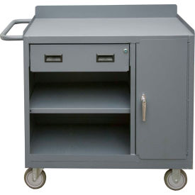 Durham Mfg. Mobile Bench Cabinet, 1 Drawer, Square Edge, 41-7/8"W x 18-1/8"D, Gray