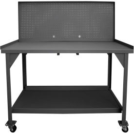 Durham Mobile Workbench, 60 x 30", Pegboard Panel