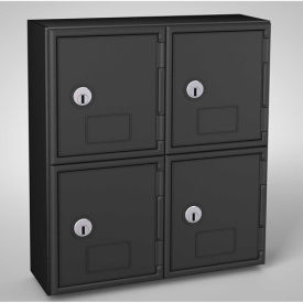 United Visual Cell Phone Locker, 4 Door, 11" x 4" x 12-1/2", Black/Black