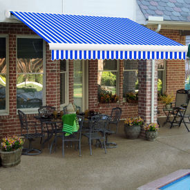 Awntech Retractable Awning Left Motor 24'W x 10"D x 10"H Bright Blue/White