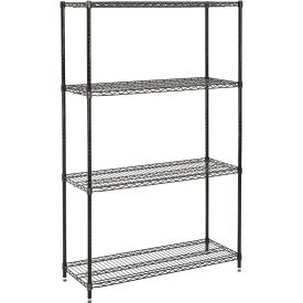 Nexel Medium Duty Wire Shelving Unit, Black Epoxy, 48"W x 24"D x 74"H