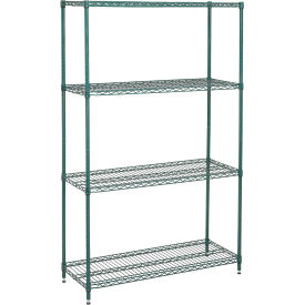 Nexel Medium Duty Wire Shelving Unit, Green Epoxy, 48"W x 18"D x 74"H