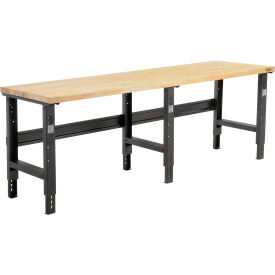 Adjustable Height Workbench C-Channel Leg, 96"W x 36"D, 1-3/4" Birch Top Square Edge, Black