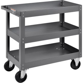 3 Shelf Deep Tray Steel Stock Cart, 800 Lb. Capacity, 30"L x 16"W x 32"H