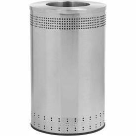Commercial Zone Precision Series Imprinted 360 Stainless Steel Receptacle with Open Lid, 45 Gallon