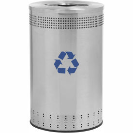 Commercial Zone Precision Series Imprinted 360 Stainless Steel Receptacle w/Recycling Lid, 45 Gallon