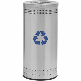 Commercial Zone Precision Series Imprinted 360 Stainless Steel Receptacle w/Recycling Lid, 25 Gallon