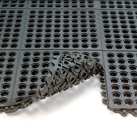 WEARWELL 24/Seven Anti-Fatigue Mat - All-Purpose Grease-Resistant Rubber - Drainage Tile - 3x3'