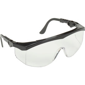 Tomahawk Wraparound Glasses, Clear Lens, Black Frame