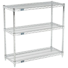 Global Industrial (3) Shelf Media Stand, Chrome, 24 x 14