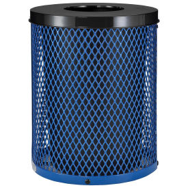 Thermoplastic Coated Mesh Receptacle w/Flat Lid, 36 Gallon, Blue
