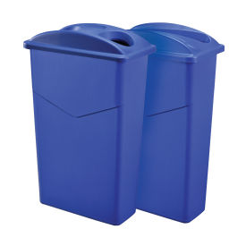 Dual Recycling Trash Container System, 23 Gallon, Blue