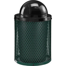 32 Gallon Thermoplastic Coated Mesh Receptacle w/Dome Lid, Green, Unassembled