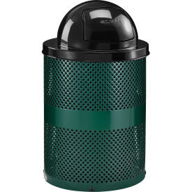 36 Gallon Thermoplastic Coated Perforated Receptacle w/Dome Lid, Green