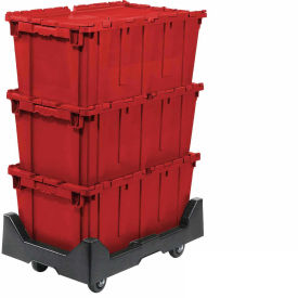 Attached Lid Shipping Container with Dolly Combo, 27-3/16 x 16-5/8 x 12-1/2, Red