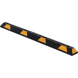 Parking Stop/Curb Block, 72" Rubber, Black With Yellow Stripes