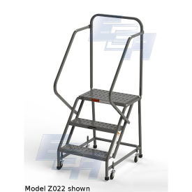 EGA R026 Steel EZY-Climb Ladder w/ Handrails 3-Step, 30" Wide Perforated, Gray, 450 lb. Capacity