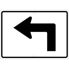 NMC Traffic Sign, Advance Turn Arrow Left, 15" X 21", White, TM500J