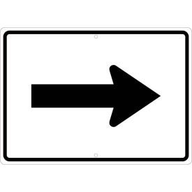 NMC Traffic Sign, Auxiliary Arrow Right, 15" X 21", White, TM503J