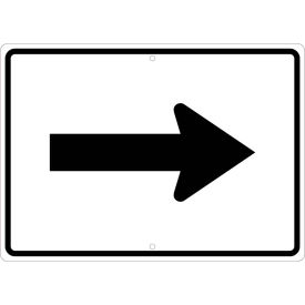 NMC Traffic Sign, Auxiliary Arrow Right, 15" X 21", White, TM503K
