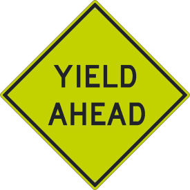 NMC Traffic Sign, Yield Ahead Sign, 30" X 30", Yellow, TM610DG