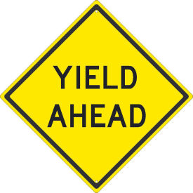 NMC Traffic Sign, Yield Ahead Sign, 24" x 24", Yellow, TM610K