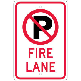 NMC Traffic Sign, No Parking (Graphic) Fire Lane, 18" X 12", White, TM0101J
