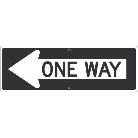 NMC Traffic Sign, One Way Arrow Left, 12" X 36", White, TM508K